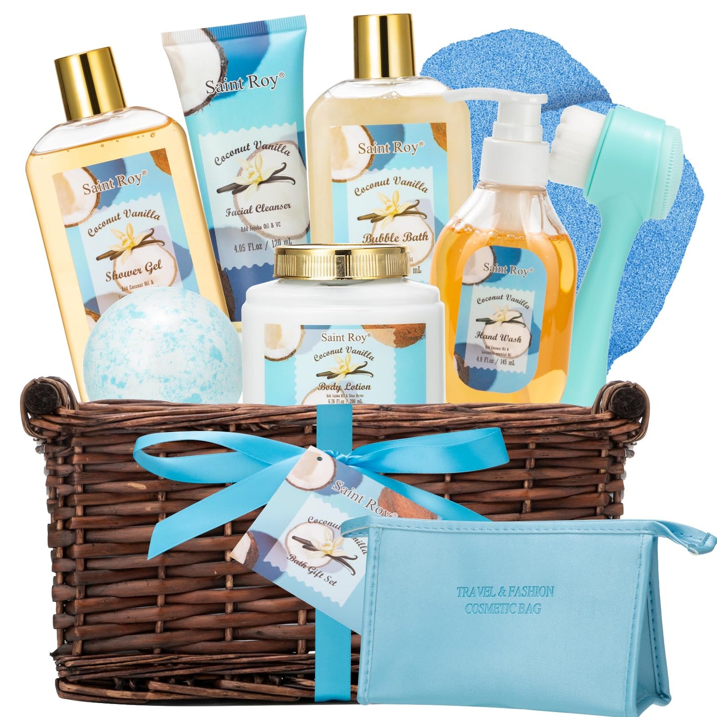 Spa Gifts for Women, Home Spa Kit Coconut & Vanilla Scents. Bath & Body Gift Set, Luxury Home Spa Bath Gift Basket, Home Spa Kit Include Bubble Bath, Body Lotion. Birthday Gifts for Women