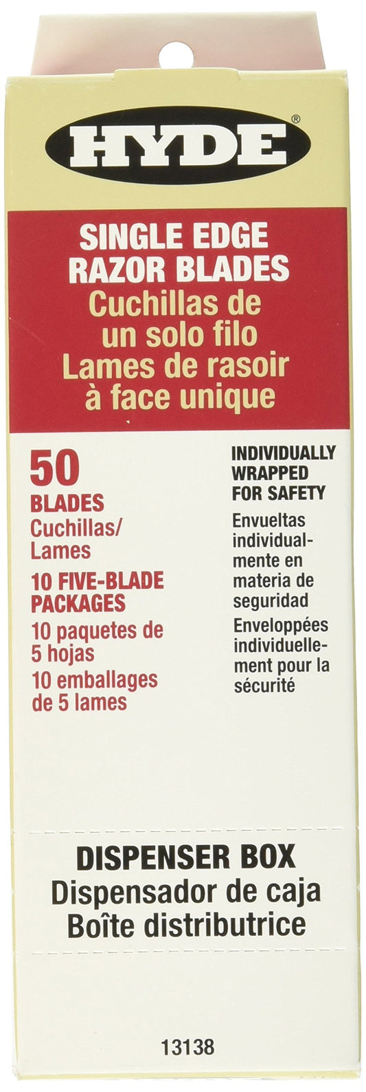 HYDE 13138 Single Edge Razor Blade, 50 Count