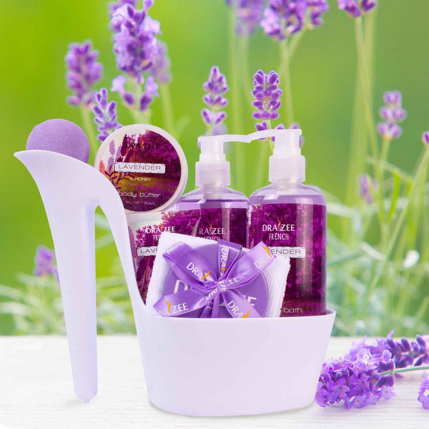 Luxury Spa Gifts for Women – 8 Pc Lavender Scented Bath & Body Set w/ Bubble Bath, Lotion & More – Luxury Self Care Kit for Wife, Mom, Best Friend, Girlfriend, Christmas & Anniversary Gift by Draizee