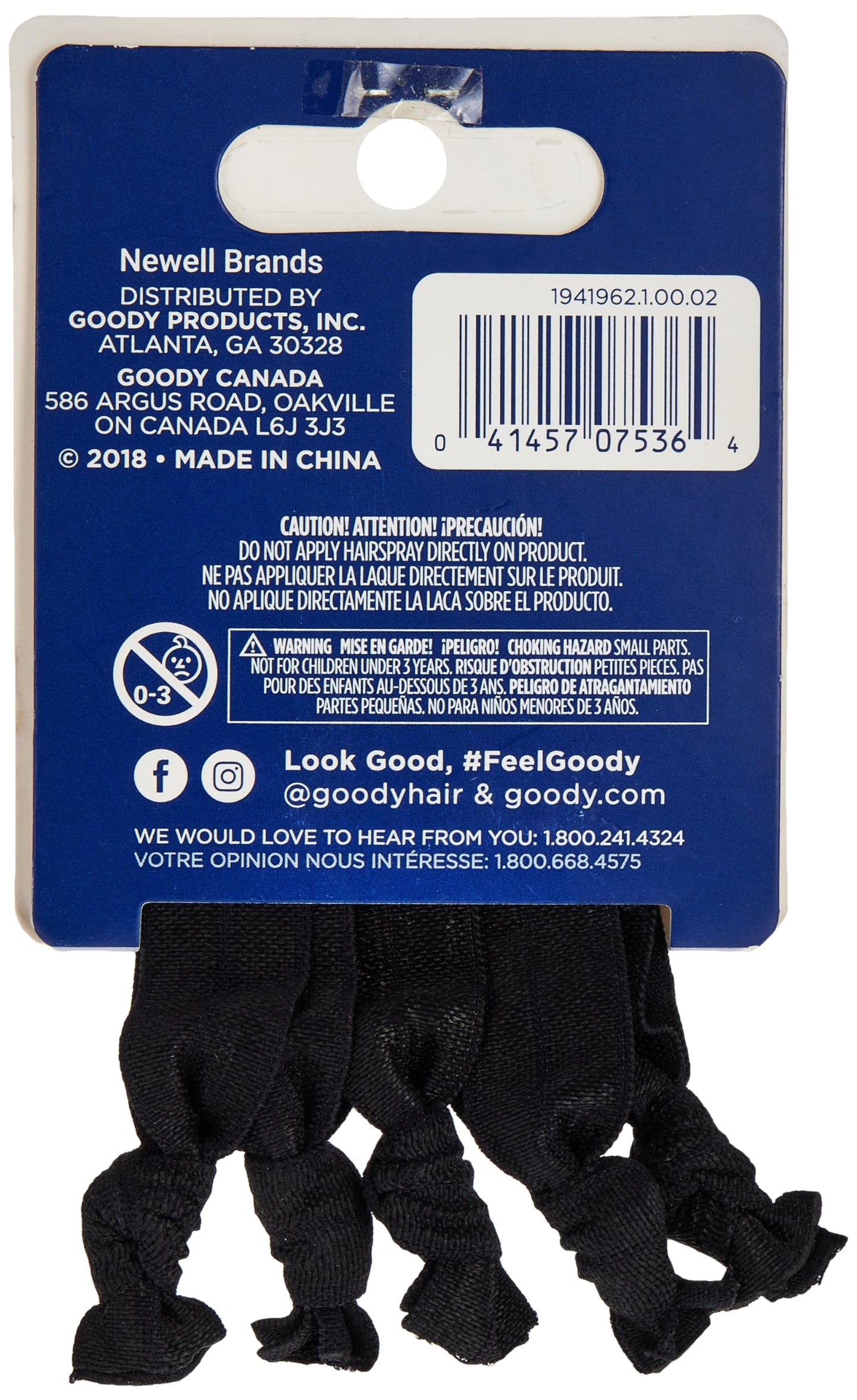 Goody WoMens Ouchless Ribbon Elastics, Solid Black, 5 Count