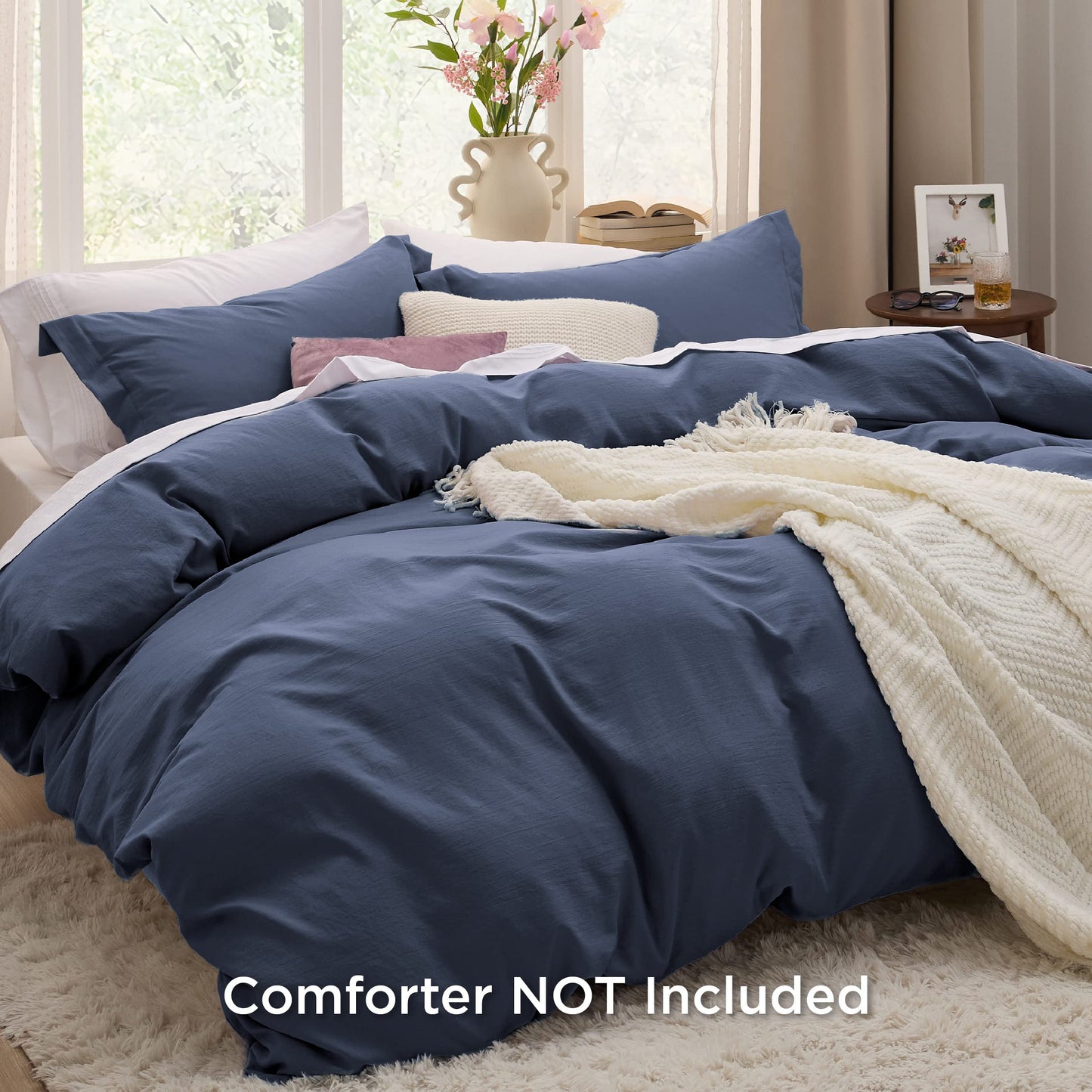 Bedsure Navy Twin Duvet Cover Set - Soft Prewashed Duvet Cover Twin Size, 2 Pieces, 1 Duvet Cover 68x90 Inches with Zipper Closure and 1 Pillow Sham, Comforter Not Included