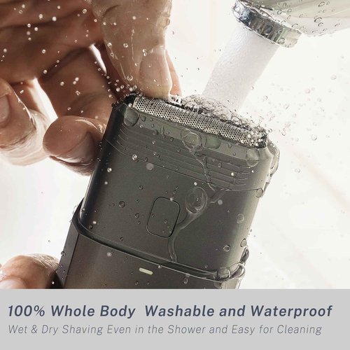 Electric Razors for Men Face - Compact Travel Electric Foil Shavers for Mens Bald Head - Small Portable Face and Head Shavers IPX7 Waterproof Wet and Dry, Dual-Action Blades and USB-C Rechargeable