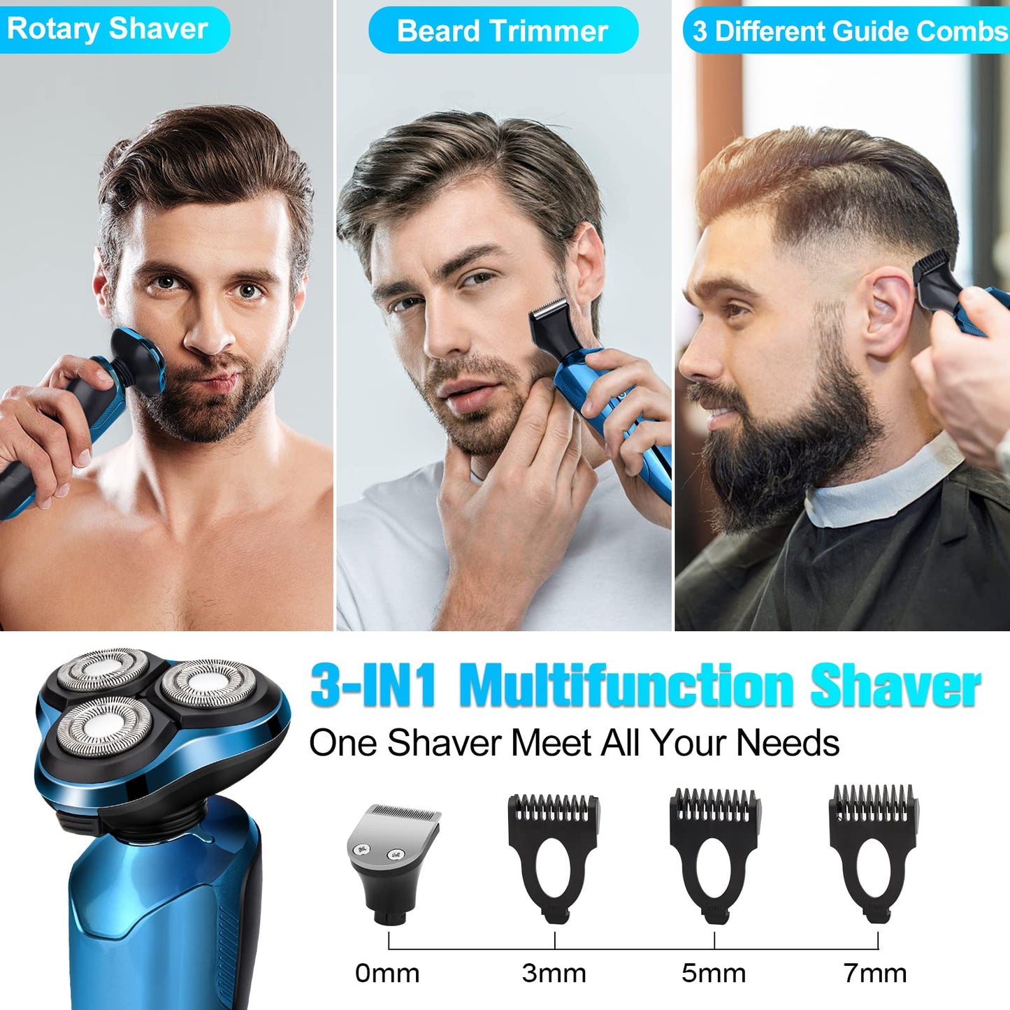 Electric Razor for Men,2024 Men’s Electric Shavers Rotary,LED Display 100% Waterproof Cordless Razor, Wet/Dry Shaving,Electric Shaver for Men Replaceable Blades Portable Travel Razor Idea Gift