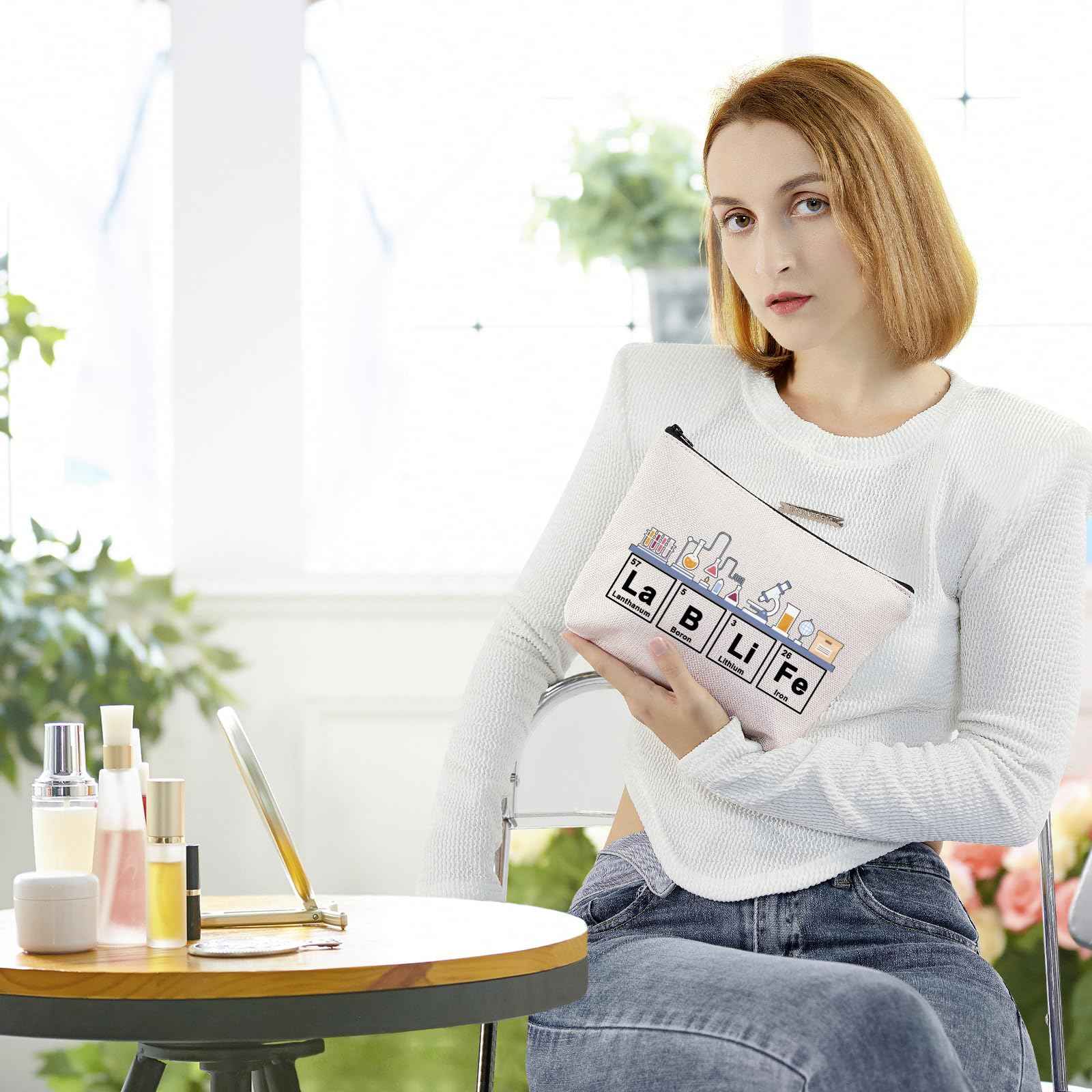 BLUPARK Laboratory Technician Cosmetic Bag Microbiology Gift Lablife Makeup Bag Chemistry Teacher Gift (Lablife)