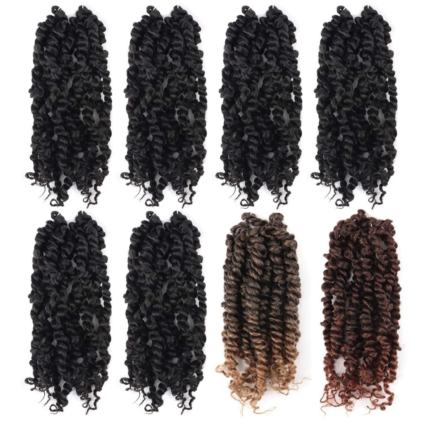 ToyoTress Tiana Passion Twist Hair - 6 Inch Combo Packs(1B-6P+T27-1P-T30-1P) Passion Twist Crochet Hair Pre-Looped Pre-Twisted Synthetic Braiding Hair Extension (6 Inch, 1B+T27+T30-8P)