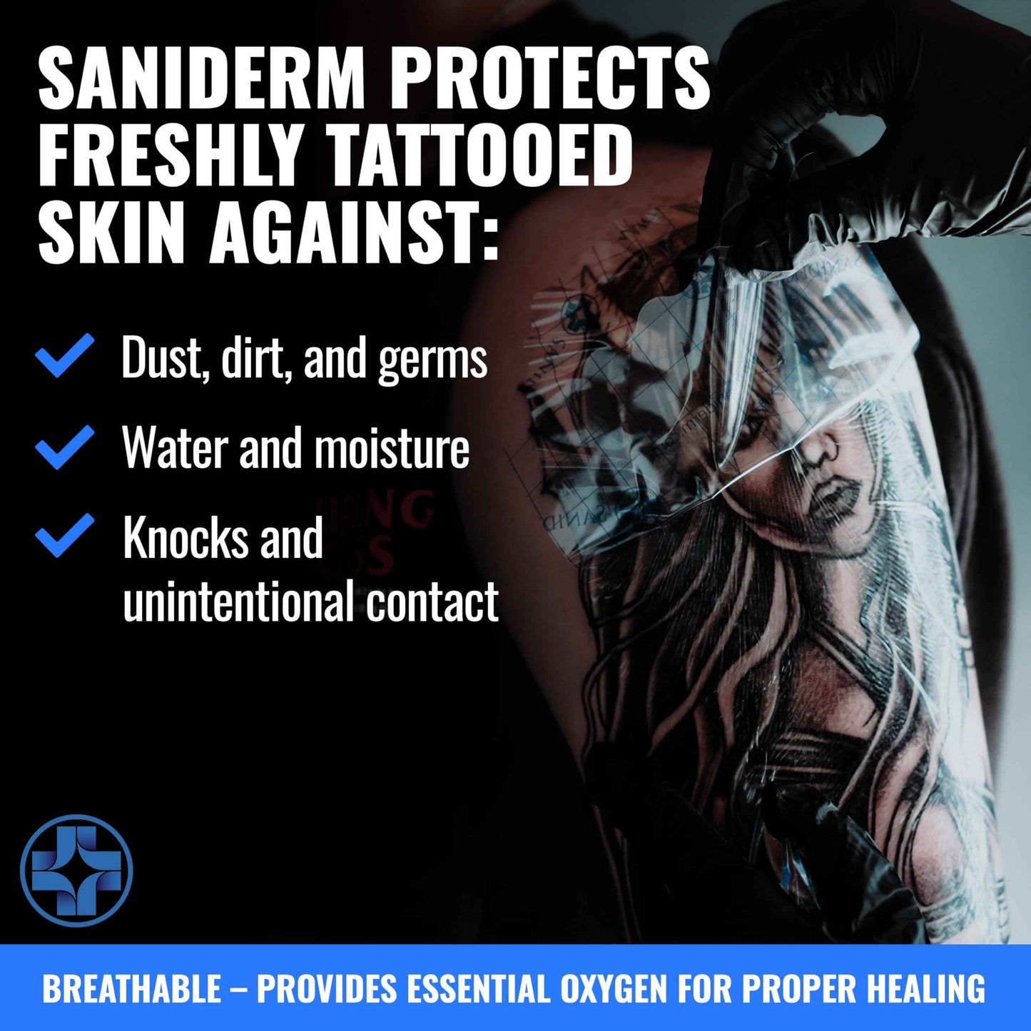 Saniderm Tattoo Recovery Bundle (3 items) – Aftercare Bandage Sheets (6 in x 8 in) + Foaming Soap (1.7oz) + Aftercare Balm PLUS+ (0.6 oz)