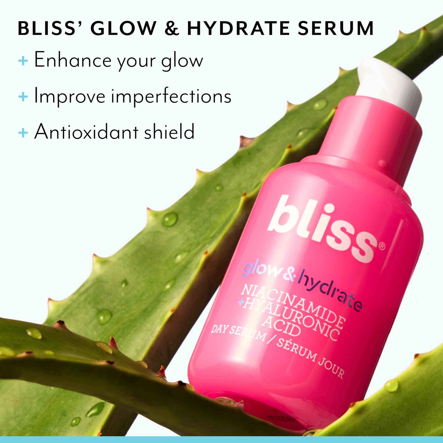 Bliss Glow & Hydrate Serum - Niacinamide + Hyaluronic Acid Serum - 1 Fl Oz - Improves Dullness, Hydrates, Replenishes & Defends Skin - Lightweight Hydration - Clean - Vegan & Cruelty Free