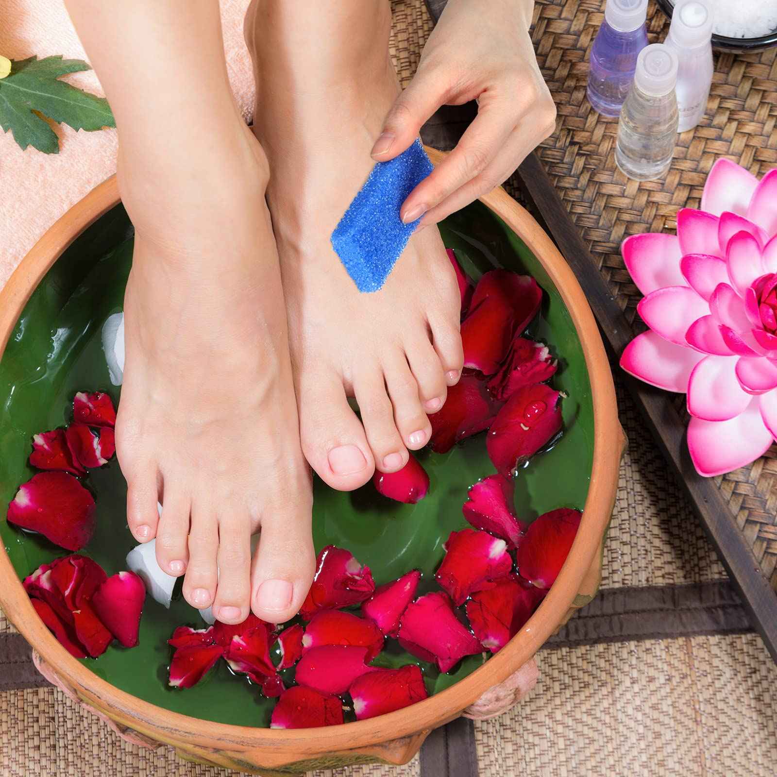 Therwen 400 Pcs Disposable Pumice Stone for Feet Blue Foot Scrubber Dead Skin Callus Remover for Salon Spa Home