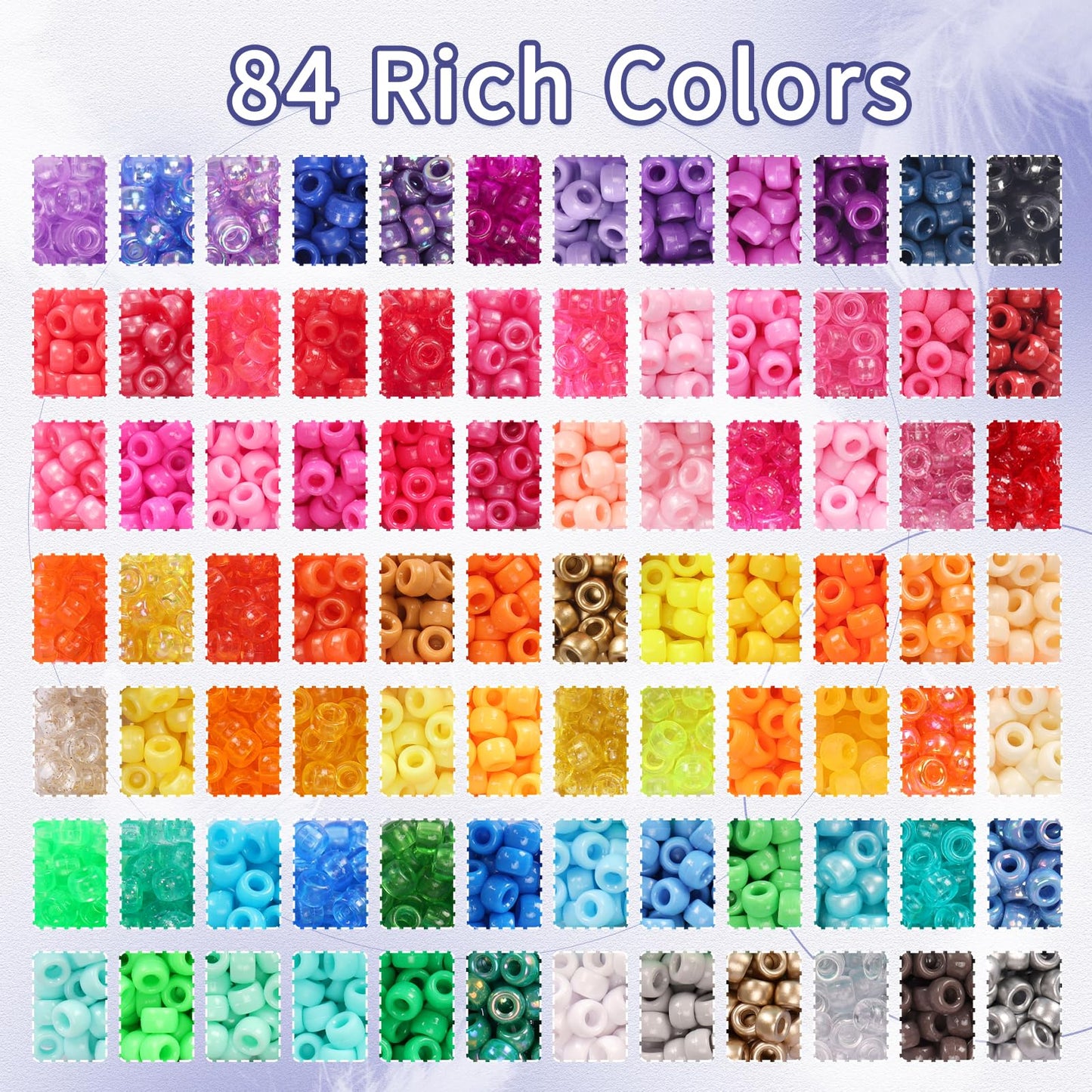 QUEFE 4900pcs Pony Beads Kandi Bracelet Kit, Friendship Bracelet Making Kit with 84 Colors Kandi Beads, Hair Beads and Letter Heart for Craft Gifts Bracelets Jewelry Making with Elastic Strings