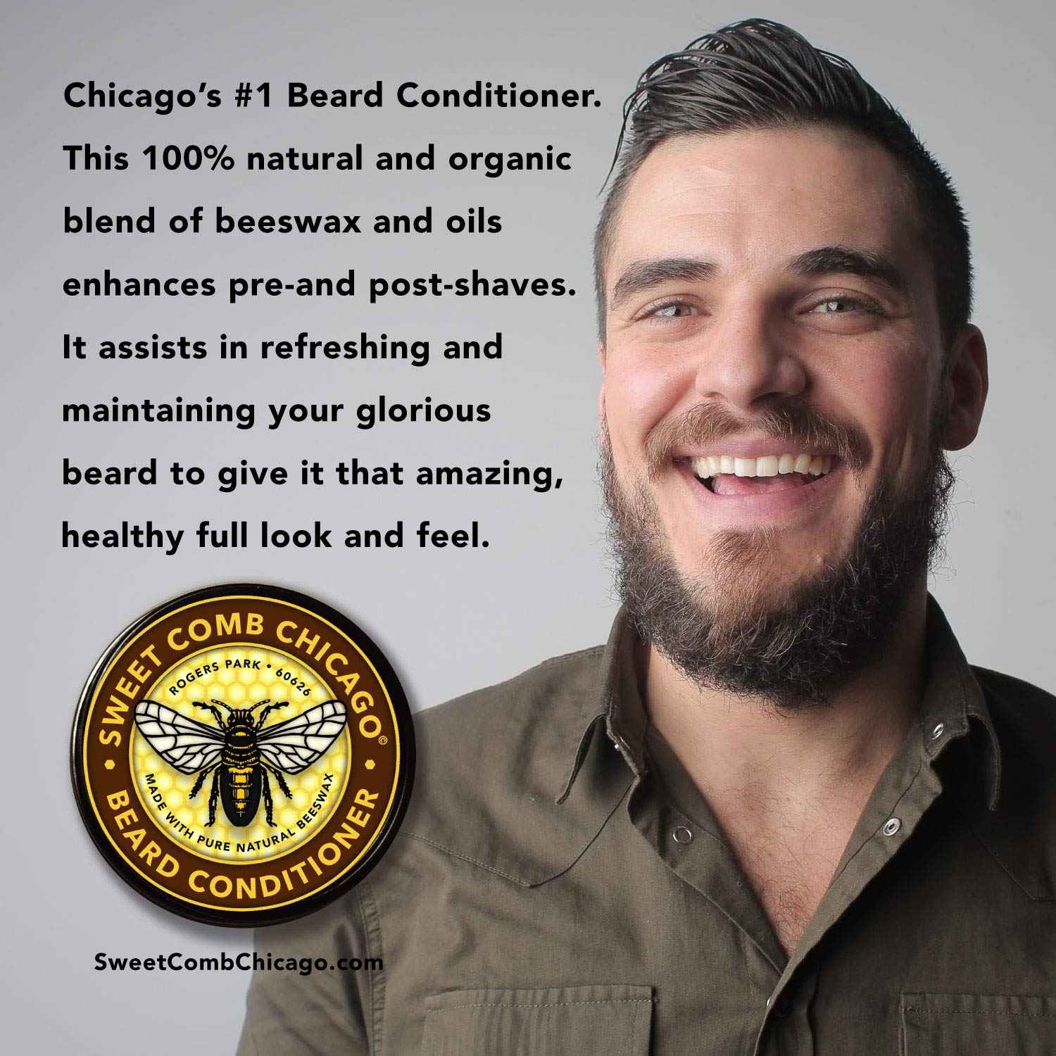 Beeswax Beard Conditioner: NATURAL Refreshing Beard Care, STRENGTHENS and SOFTENS Beards & Mustaches - Leave in Conditioner. Great for Father's Day, Birthdays and Christmas Gifts 4 oz