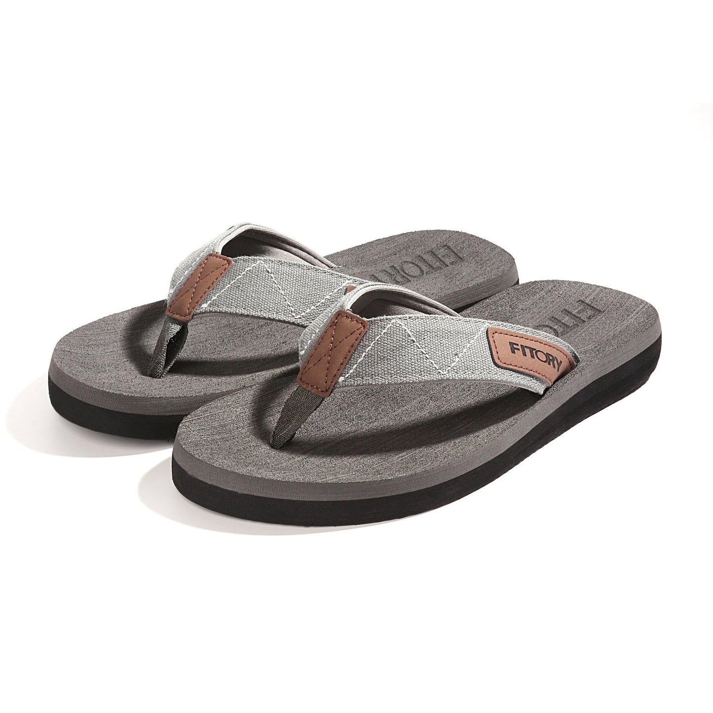 FITORY Men's Flip-Flops, Thongs Sandals Comfort Slippers for Beach Gray Size 6