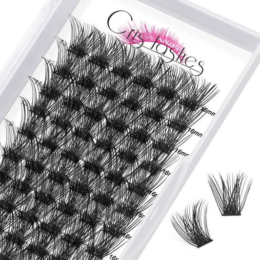 Lash Clusters DIY Eyelash Extensions 78pcs Crislashes Cluster Lashes D Curl 16mm Lash Clusters Wispy Eyelash Clusters Manga Lash Clusters DIY Cluster Eyelash Extensions for Home Use(H-D Curl-16mm)