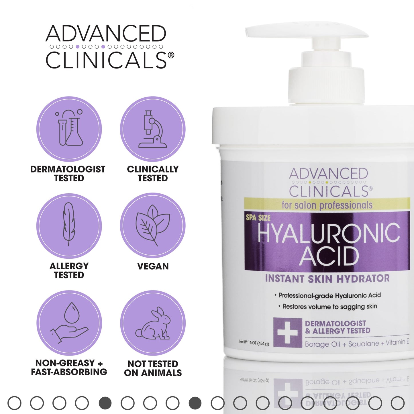 Advanced Clinicals Hyaluronic Acid Body Lotion & Face Moisturizer W/Vitamin E | Hydrating Firming Lotion Minimizes Look Of Wrinkles, Stretch Marks, & Crepey & Dry Skin | Skin Care Products, 16 Oz