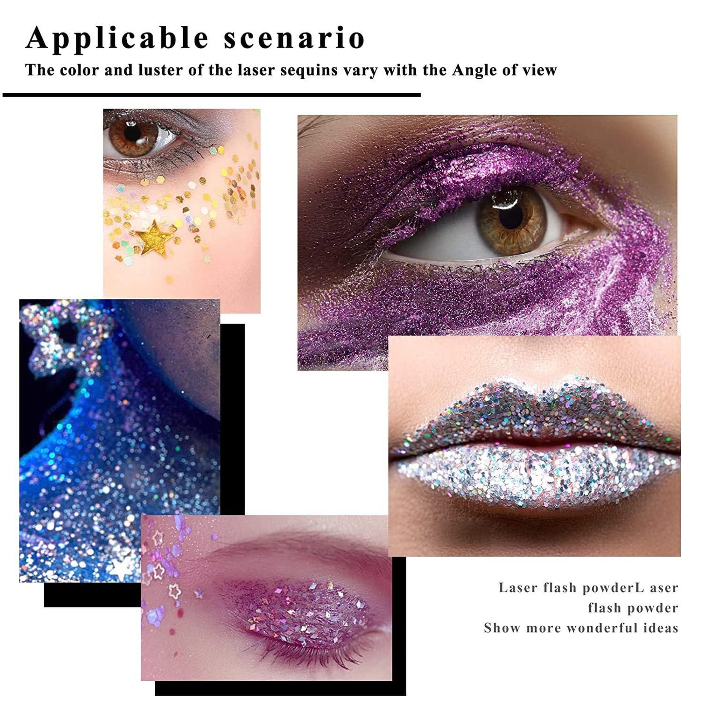 2 Color Face and Body Glitter Gel, Neon Accessories Outfit Glow Party for Body Glitter Stick Holographic Glitter Face Makeup.(03#Pink+06White)