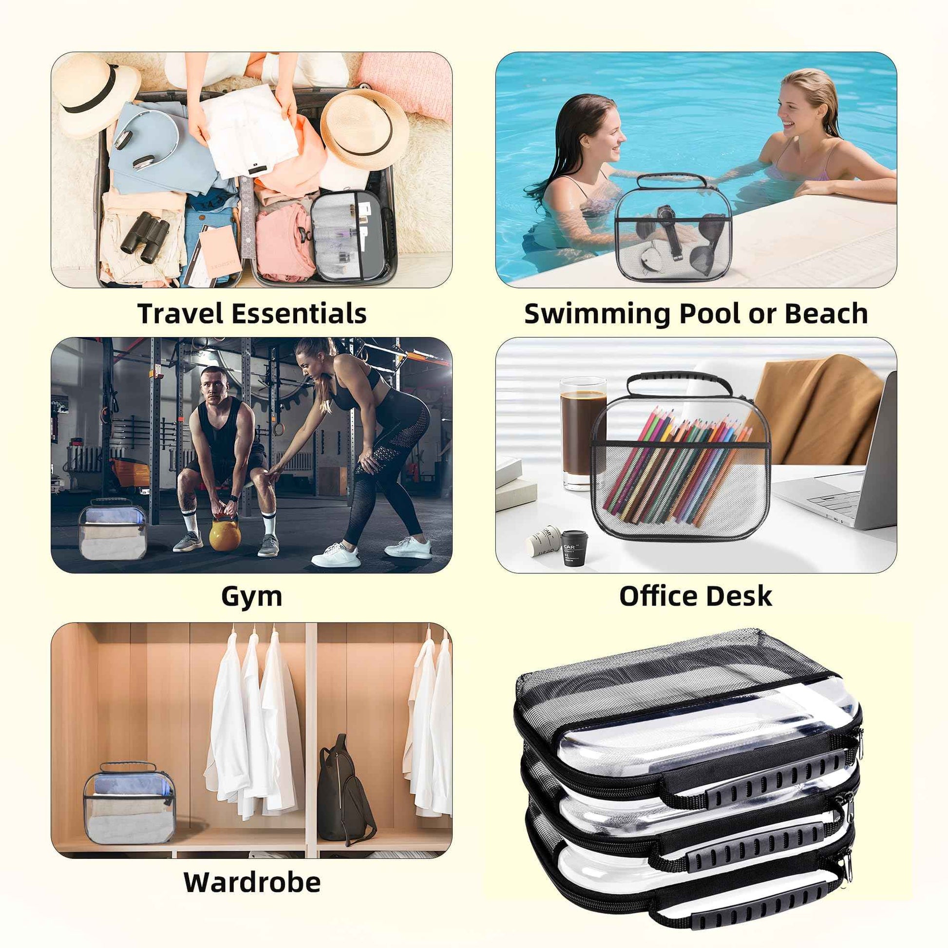 XULIONTS 3PCS Clear Hard Shell Zipper Case, Portable Cosmetic Bag with Zipper, Clear Toiletry Bag, Waterproof Diaper Bag Organizing Pouches, Hard Travel Case, Thanksgiving Christmas Storage Bins