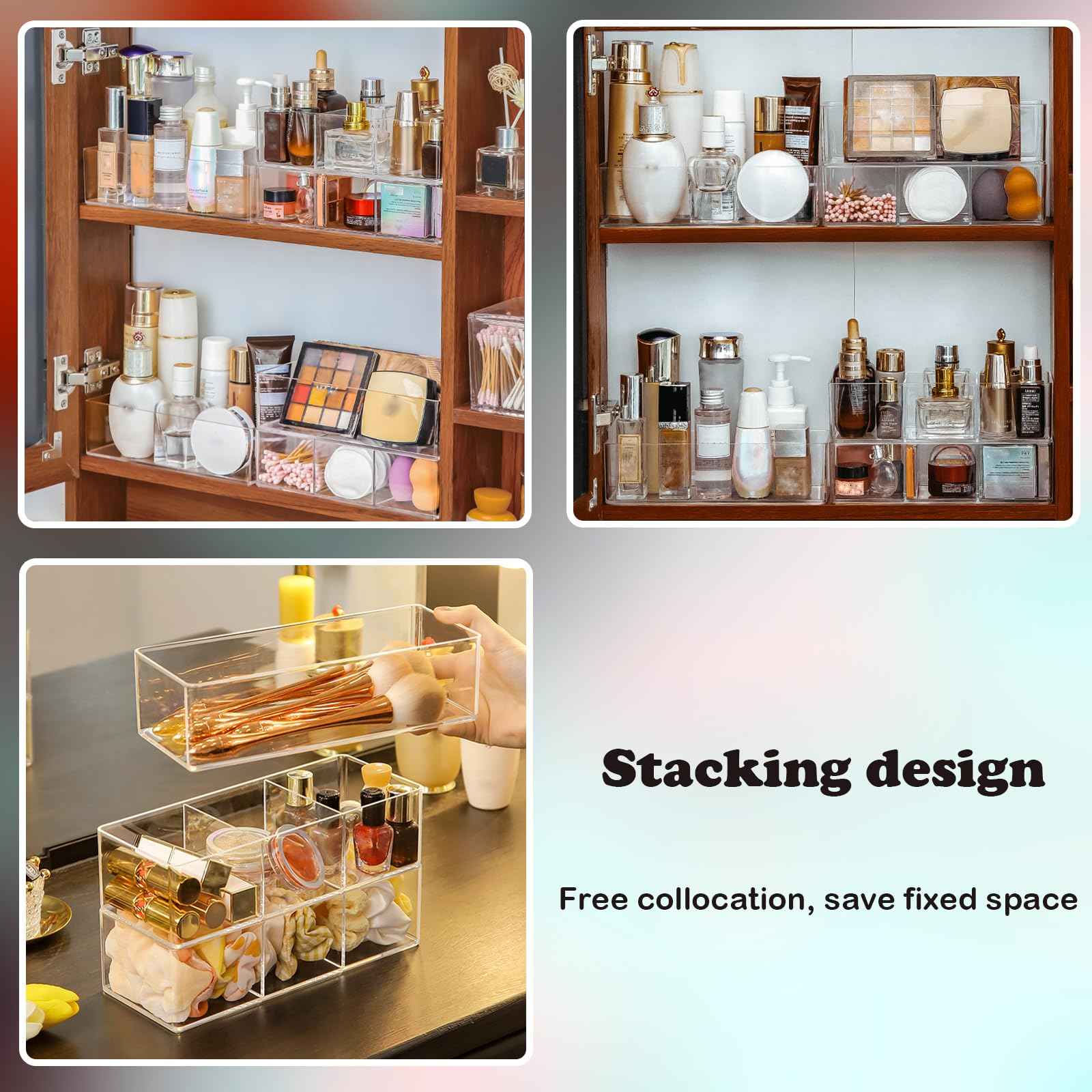 LONTOHCE Acrylic Organizer 2 pieces Makeup Organizer Countertop For Drawers Organizer Storage Bathroom Organizers And Storage Is A Good Choice For Desktop Finishing (2)