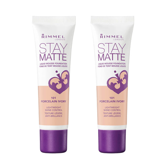 Rimmel, Stay Matte Foundation, Porcelain Ivory , 2 Count (Pack of 1)