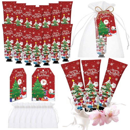50 Sets Christmas Hand Cream Bulk Santa Snowman Patterns Moisturizing Hand Lotion for Guests Baby Shower, Bridal Shower Thank You Gifts Travel Size, Christmas Party Supplies, Holiday Stocking Stuffers