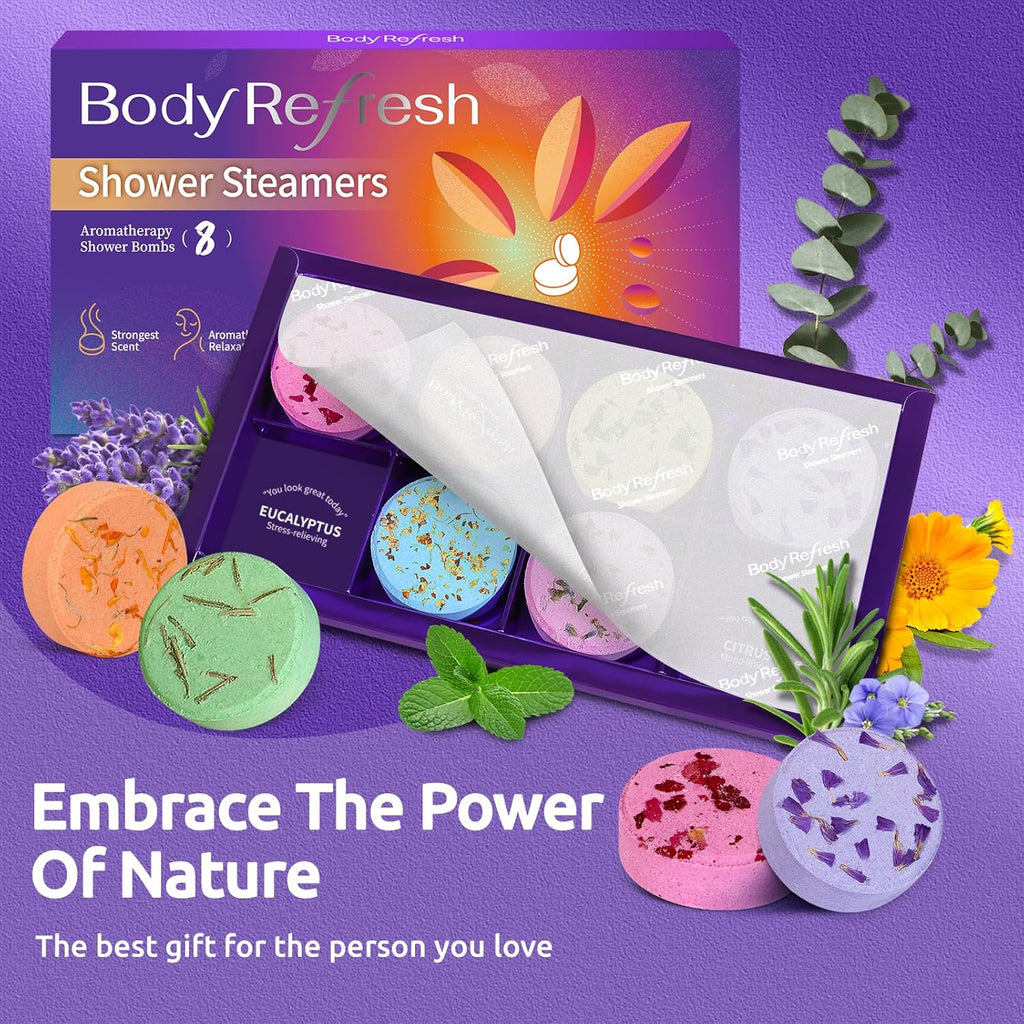 Shower Steamers Aromatherapy - 8 Pack Shower Bombs with Natural Essential Oils, Birthday Gifts for Women Self Care Relaxation Home SPA Stress Relief, Gifts for Girlfriend Teacher Womens Christmas Gift