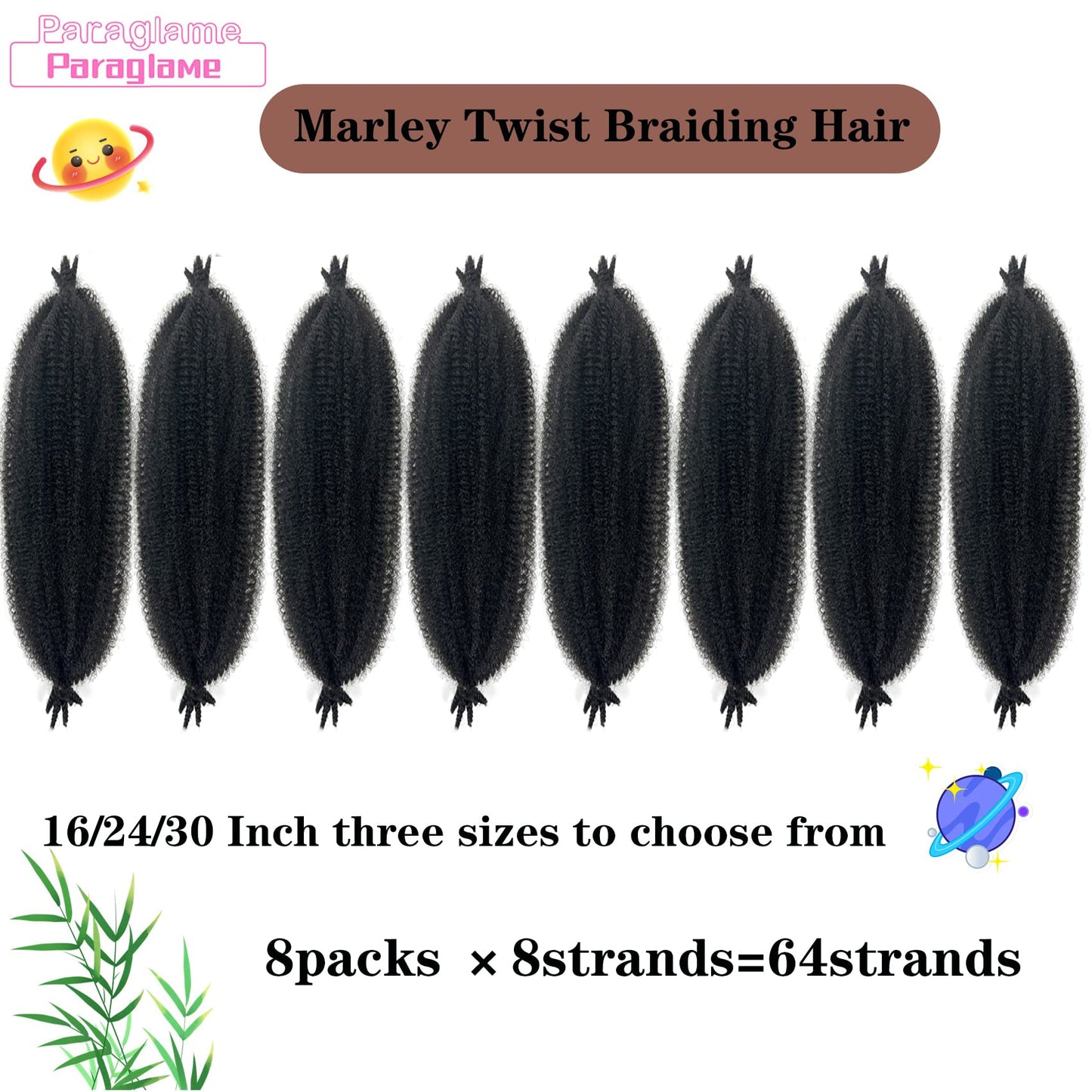 30 Inch Marley Twist Braiding Hair Pre Separated Springy Afro Twist Hair for Distressed Butterfly Locs Crochet Hair Synthetic Protective Spring Twist Hair Extensions for Black Women(8Packs,1B)