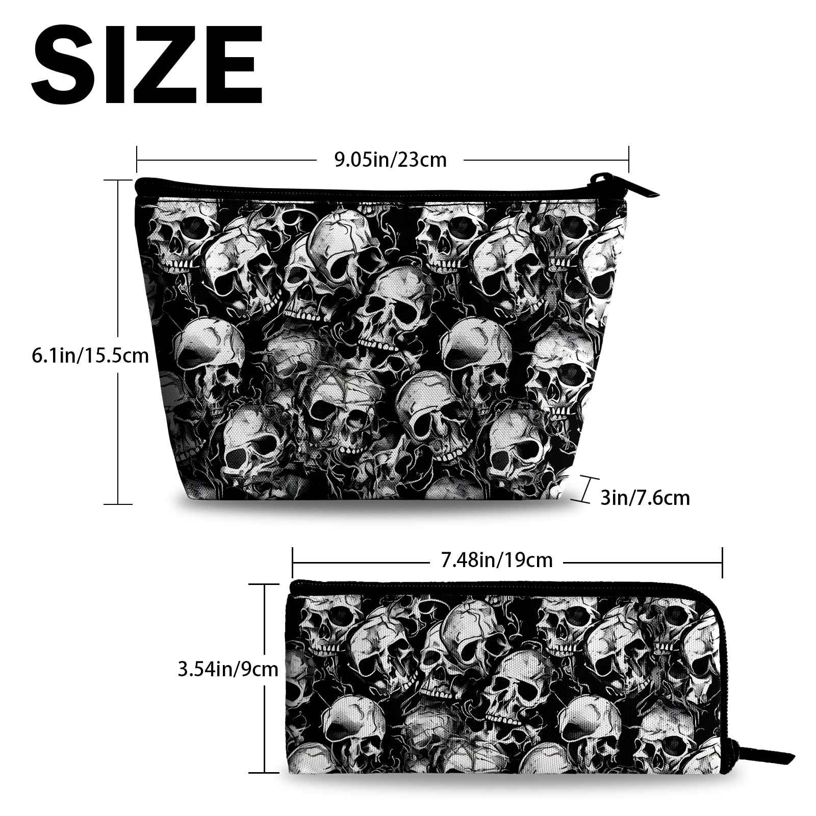 xiaotcq Skull Makeup Bag for Purse - Travel Bags Cool Cosmetic Bag for Women Teens Makeup Organizer Mini Zipper Pouch