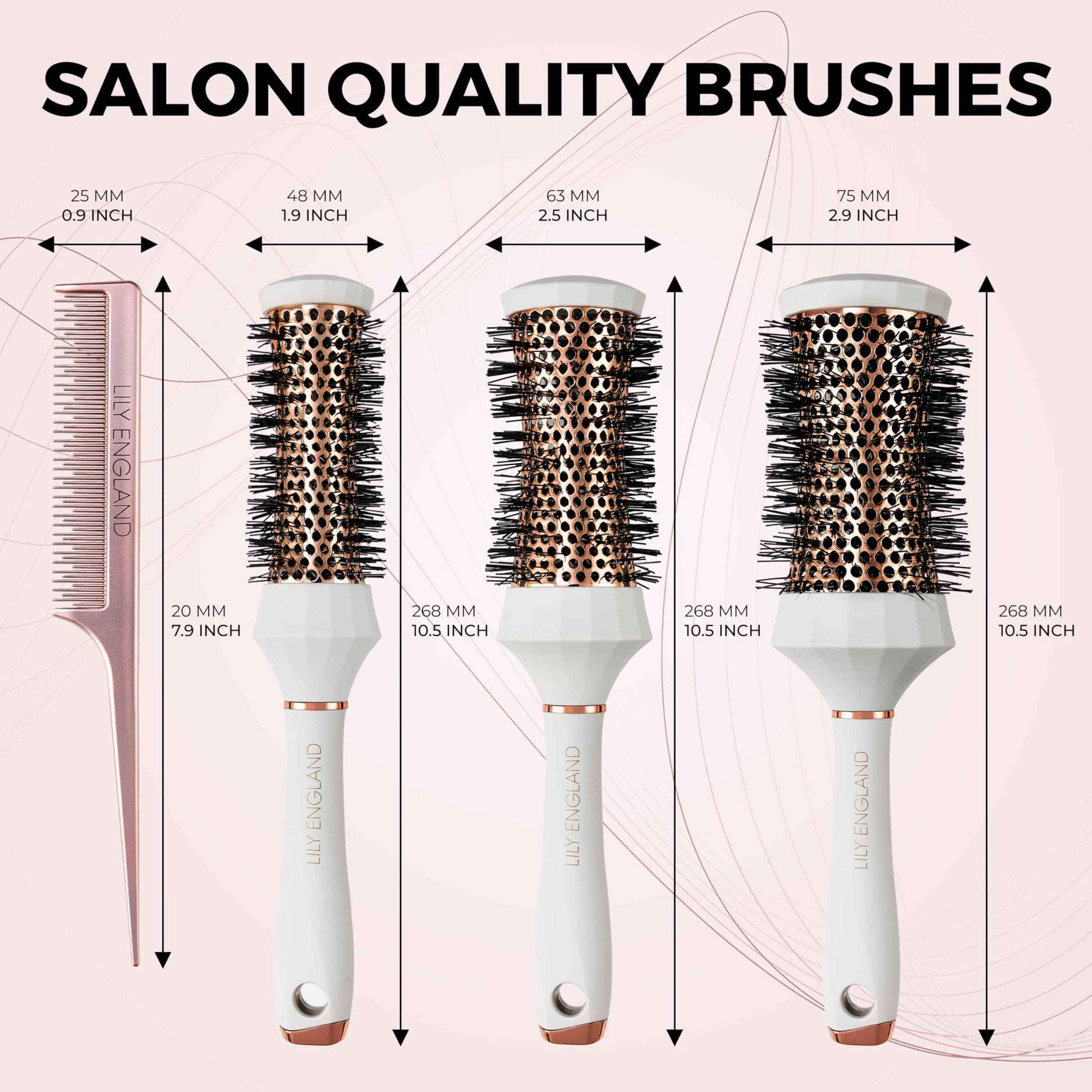 Styling and Detangling Hair Brush Kit with Barrel, Ombre, and Rose Gold Brushes – All-in-One Hair Care Bundle for Smooth, Tangle-Free Hair and Salon-Worthy Styling