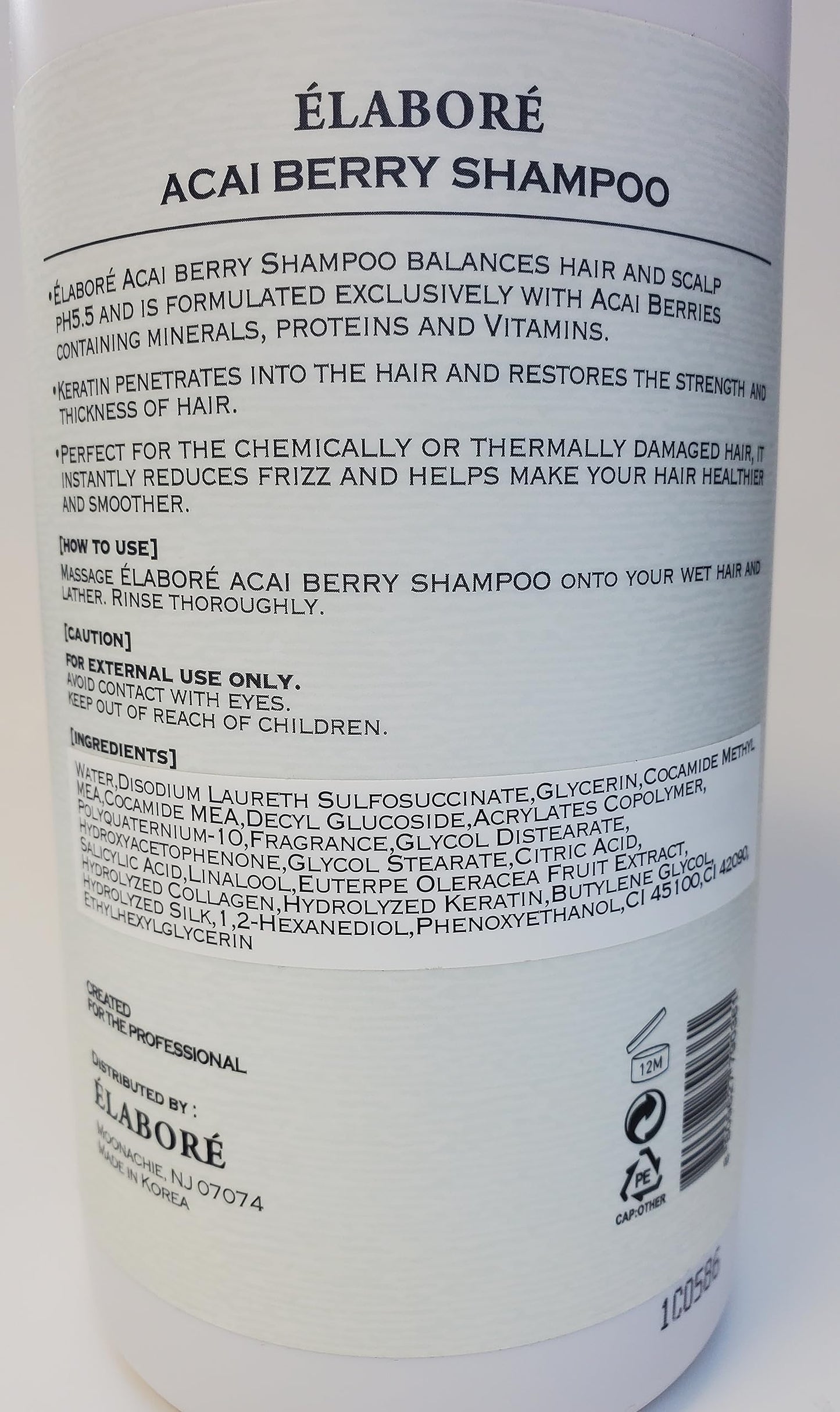 Elabore Acai Berry Super Hair Shampoo - Sulfate Free 33.80fl.oz/ 1000ml