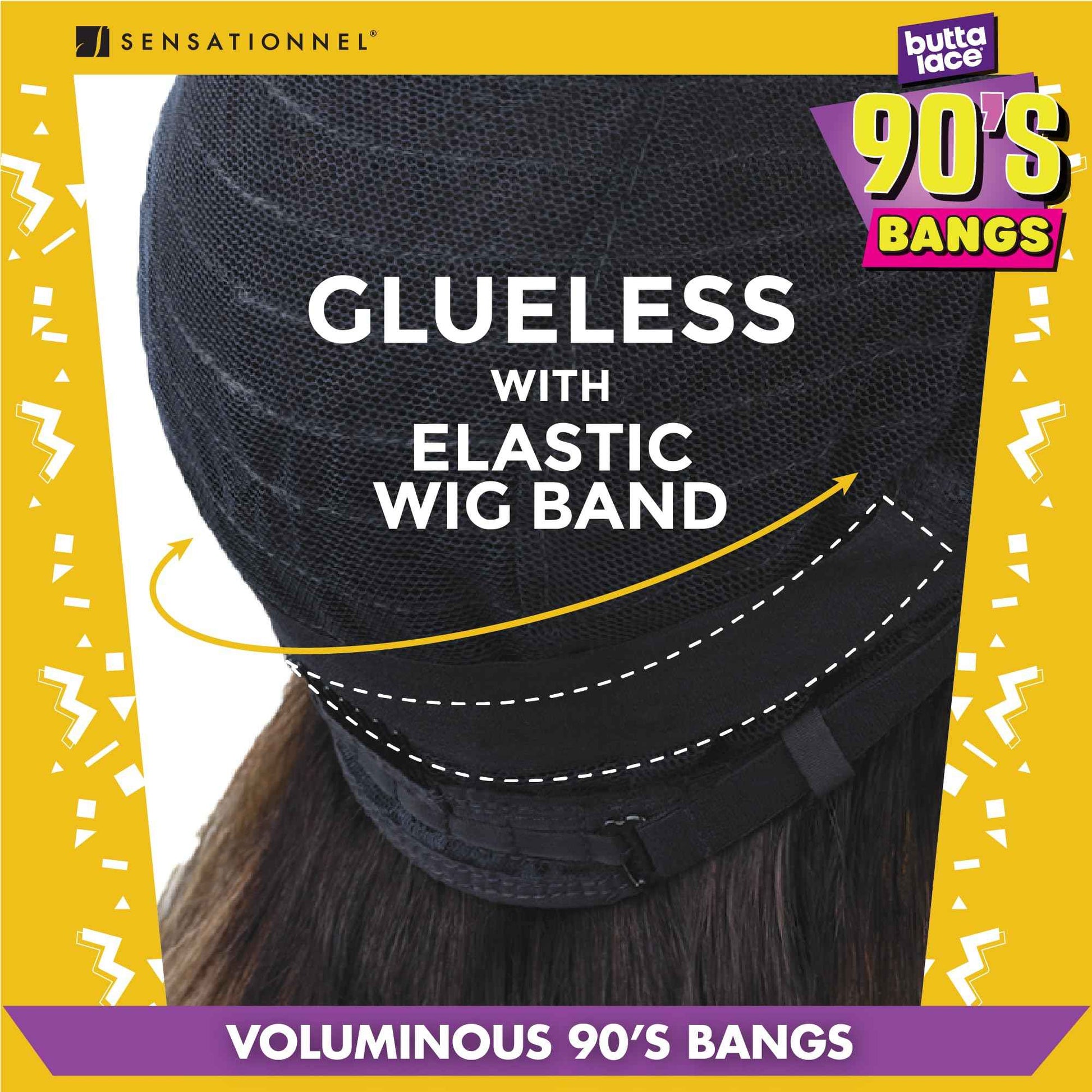 Sensationnel Butta Lace 90Sbangs Wigs - Unit 914 Glueless Wide Deep Part Synthetic Preplucked Hairline (BEIGEBLONDE)