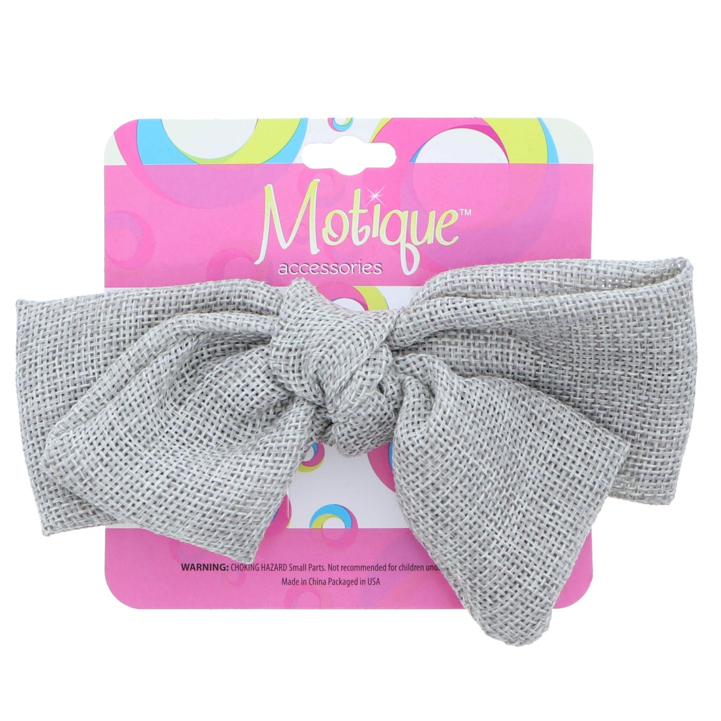 Burlap Bow 5 inch for Women and Girls- Light Grey