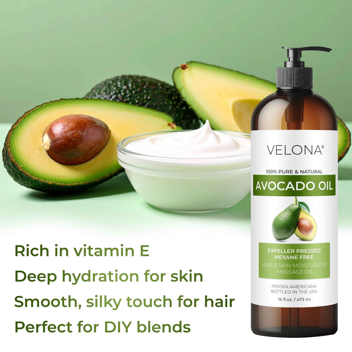 velona Avocado Oil 32 Fl Oz | 100% Pure and Natural Carrier Oil | Expeller-Pressed | Hair, Body and Skin Care | Use Today - Enjoy Results