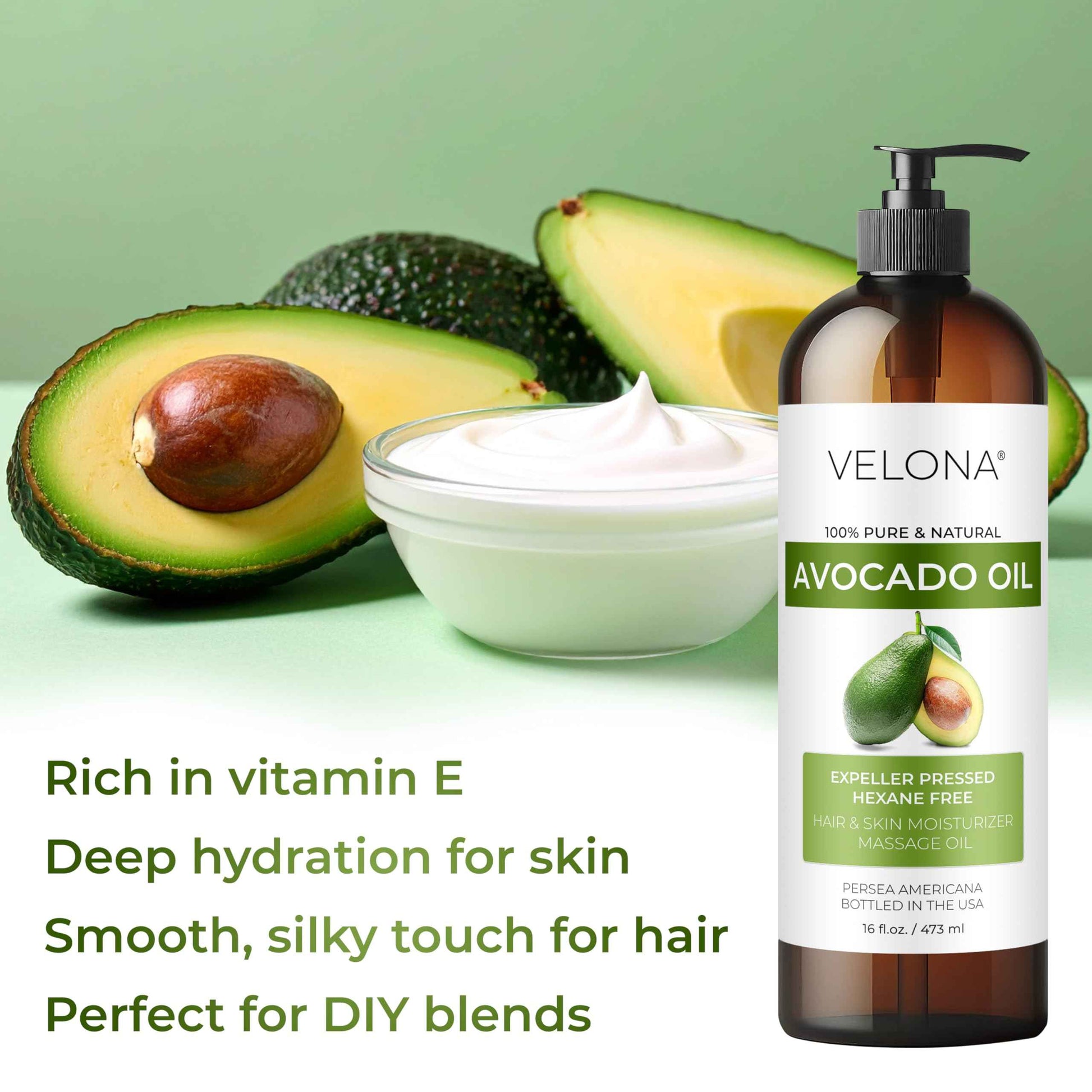 velona Avocado Oil 32 Fl Oz | 100% Pure and Natural Carrier Oil | Expeller-Pressed | Hair, Body and Skin Care | Use Today - Enjoy Results