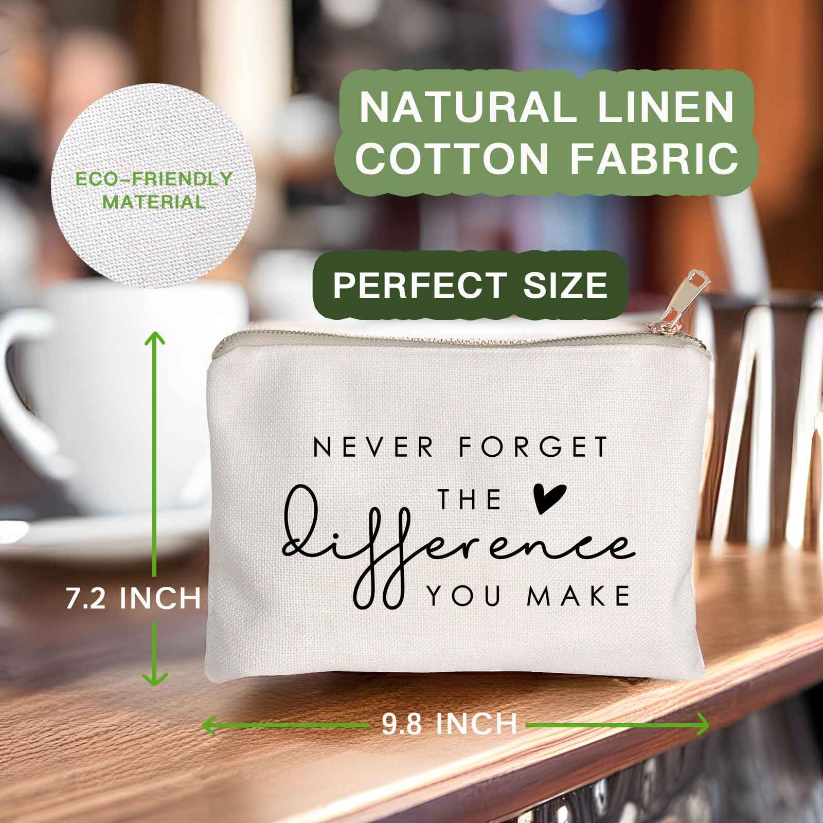 Never Forget The Difference You Make Coworker Retirement Gift Retiring Teacher Cosmetic Bag Makeup Bag Makeup Pouch Thank You Gift, Retirement Gift, Coworker Meaningful Leaving