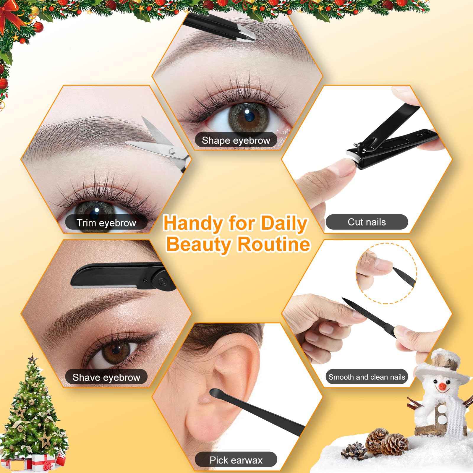 Yougai Tweezers Set,9 Pcs Professional Stainless Steel Tweezer Kit-Great Precision Eyebrow Tweezers for Ingrown Facial Hair with Leather Travel Case as Stocking Stuffing Gifts