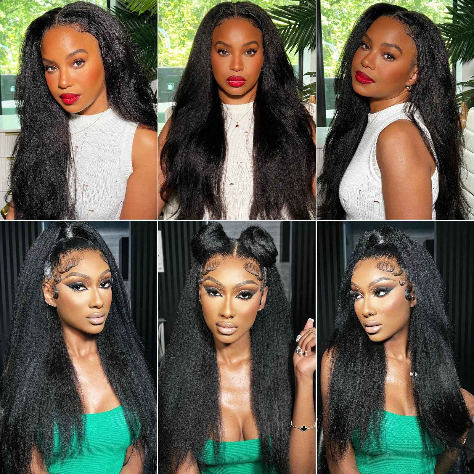 Kinkystraight Human Hair Bundles 12A 100% Unprocessed Brazilian Virgin Hair Kinky Curly Human Hair Extensions for Women Quick Weave Yaki Straight Bundles (18 inch)