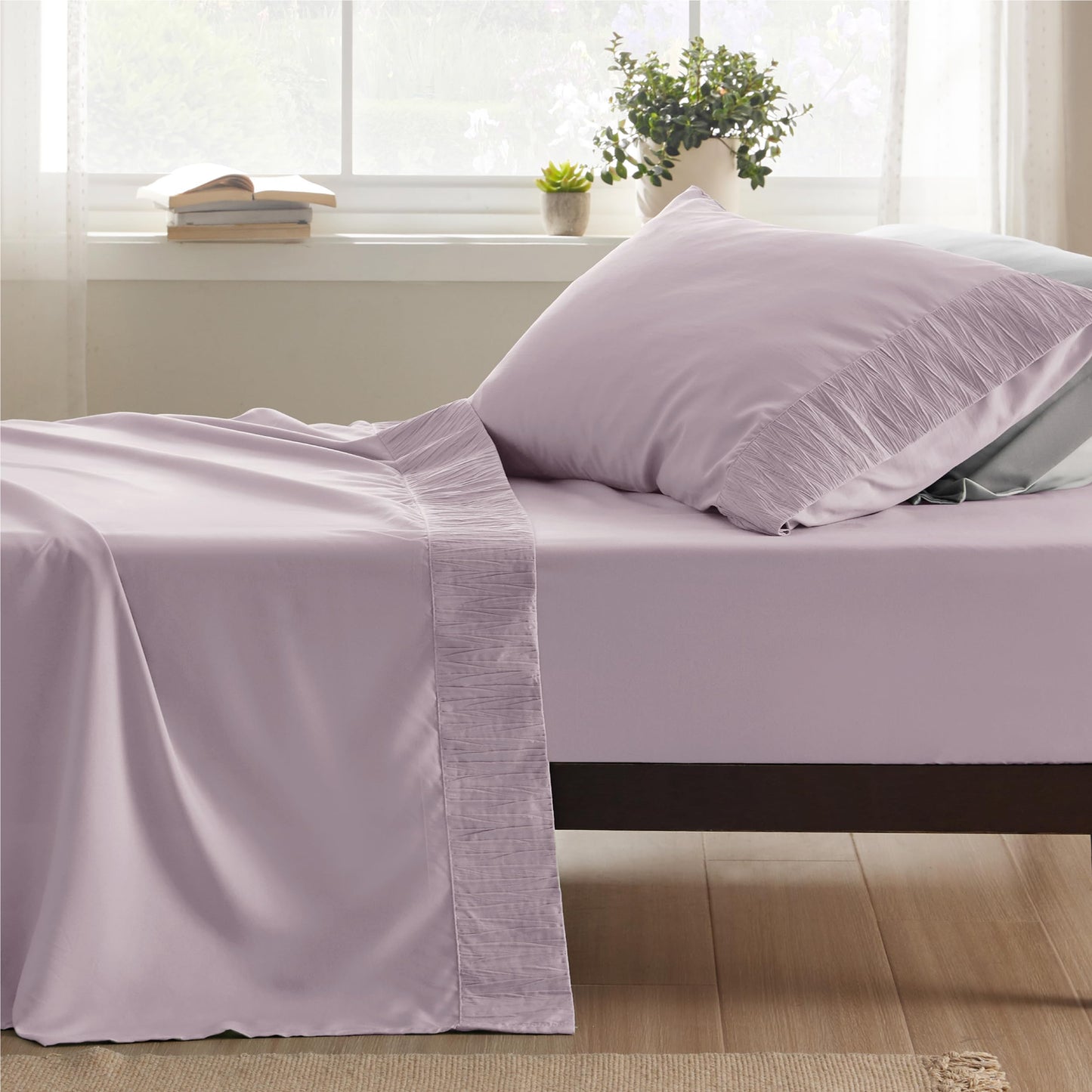 Bedsure Twin Sheets Set - Soft Twin Bed Sheets, 3 Pieces Hotel Luxury Pink Mocha Sheets Twin, Easy Care Polyester Microfiber Cooling Bed Sheet Set