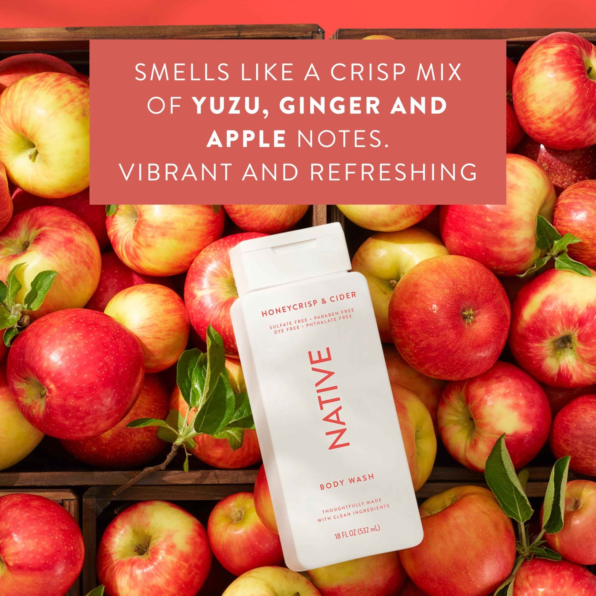 Native Shampoo & Conditioner, Body Wash - Honey Crisp & Cider - Naturally Derived Ingredients, Sulfate-Free, Paraben-Free, Strengthening Hair Care | Fall Seasonal Bundle (51 fl oz Total) - 3 Pk