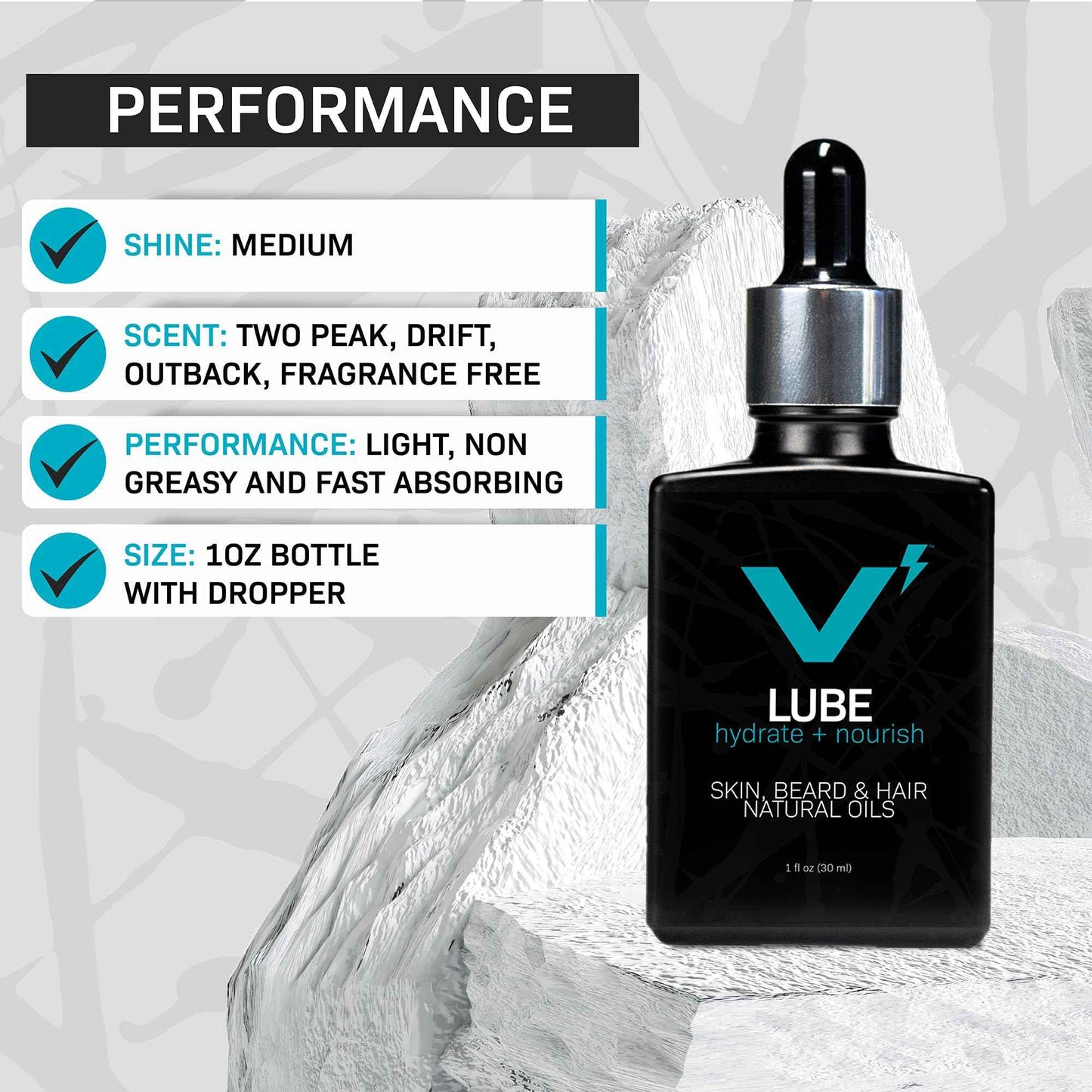 VOLT Lube Beard Oil - Natural Vegan Formula with Jojoba & Argan Oil, 1 Oz (30ml) Glass Bottle, Drift Scent
