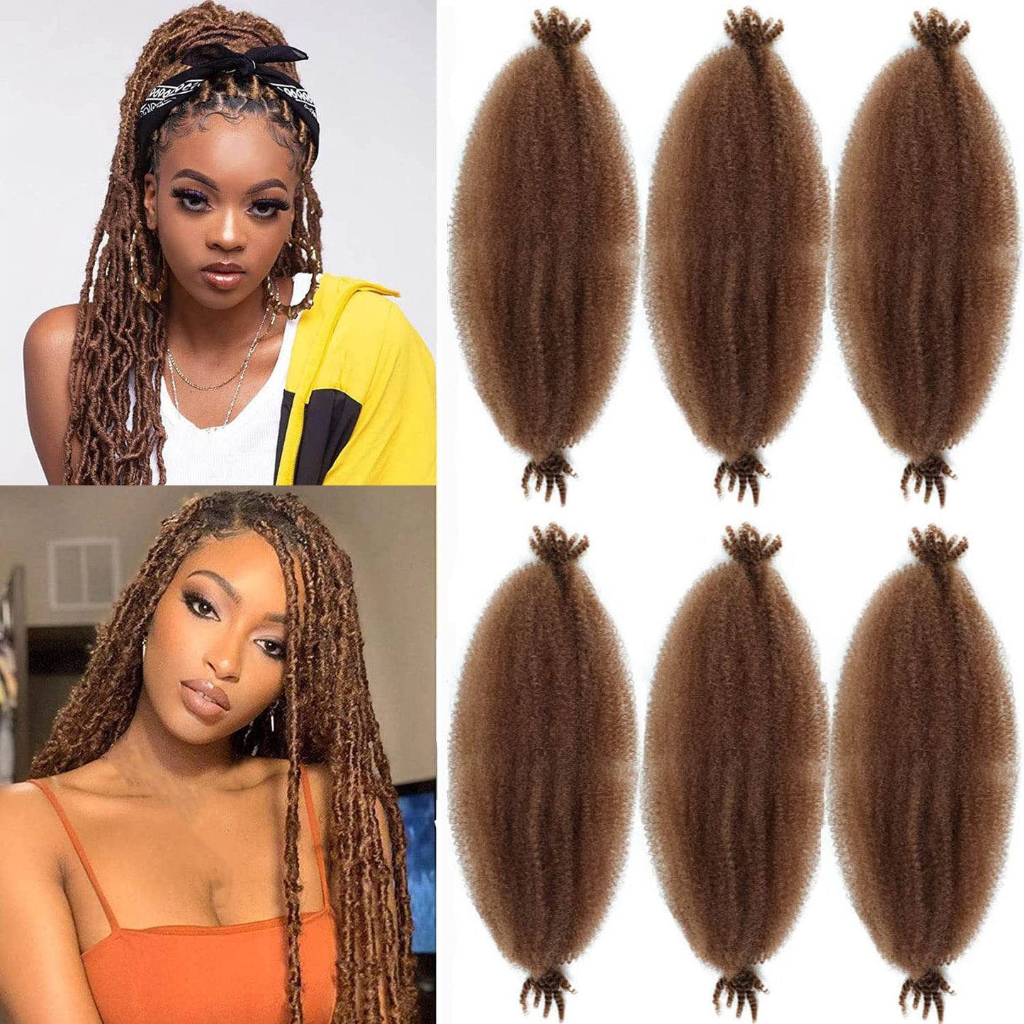 Afro Twist Hair 16Inch 6Packs Pre Separated Springy Afro Twist Hair Crochet Braiding Hair (16 Inch (Pack of 6), 30#) … …