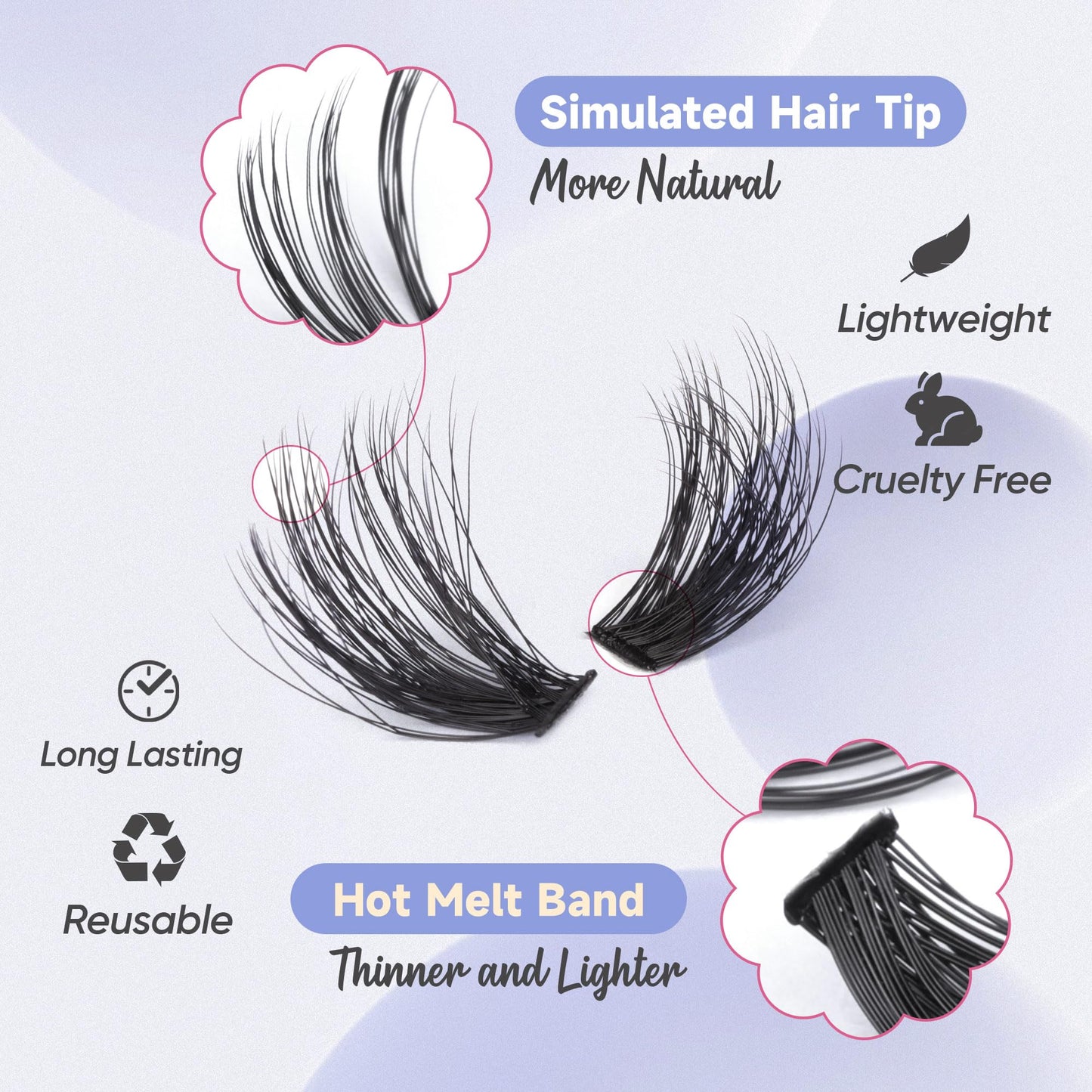 Fluffy Lash Clusters 60D+80D Thick Eyelash Clusters D Curl Wispy Individual Lashes 10-18mm Cluster Eyelash Extensions 280pcs False Mink Eyelashes DIY Flat Lash Extension by TOOCHUNAG