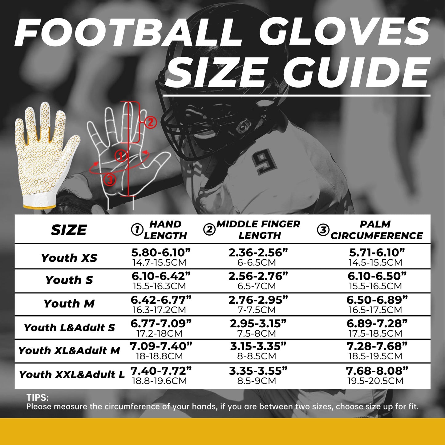 HANDLANDY Sticky Youth Football Gloves for Boys Girls, Cool Flexible Kids Football Gloves, Silicone Grip Wide Receiver Gloves Youth (Black and White, X-Small)