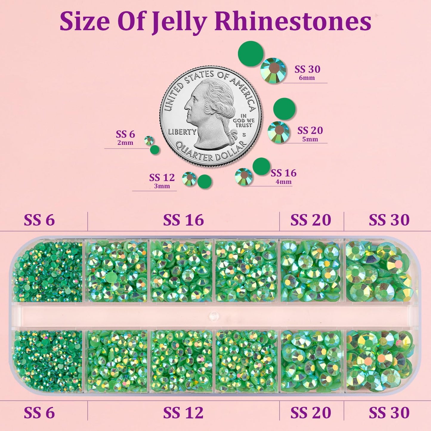 Resin Jelly Rhinestones for Crafting with B7000 Jewelry Glue, 1 Box Dark Green AB Flatback Crystal with 3Pcs 10ml Glue, Bedazzling Non Hotfix Gems for DIY Tumblers Clothing Shoes Manicure