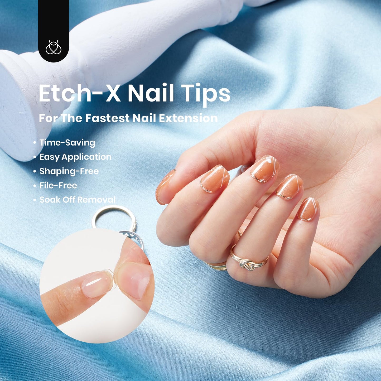 Beetles Gel Nail Tips 504Pcs XS Short Square Nail Tips Pre Shaped 12 Sizes Half Matte Etch X Nail Tips Full Cover False Clear Acrylic Press on Nails for Gel Polish Nail Art Design,Nail Glues Needed