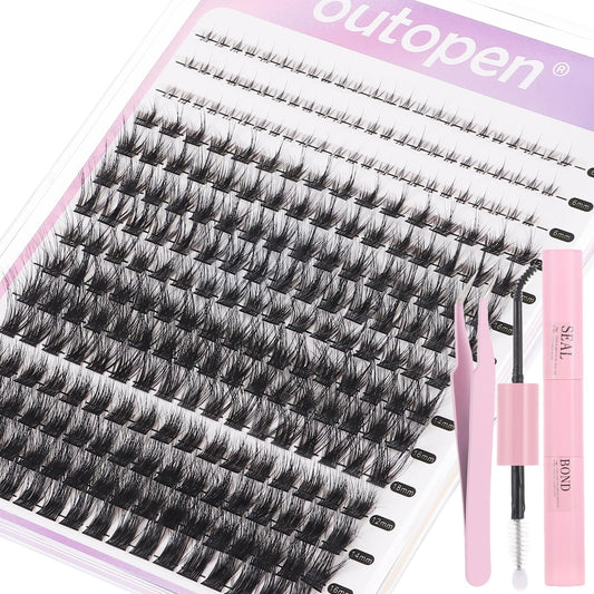 Eyelash Clusters Extension Kit, 40D+60D Mix 12-18mm Individual Lashes with Bottom Lashes With Tweezer Lash Glue, Manga Wispy Cluster Lashes DIY at Home (Black-SET2)