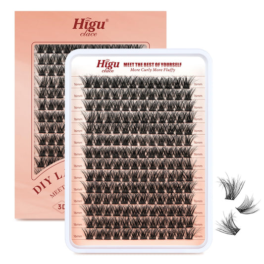 Higu clace Cluster Lashes 168Pcs, 3D Multiple Layers Eyelash Clusters 14mm, Fluffy Lash Clusters D Curl, Voluminous and Lightweight DIY Lash Extension Large Tray (3D Voluminous 14mm)