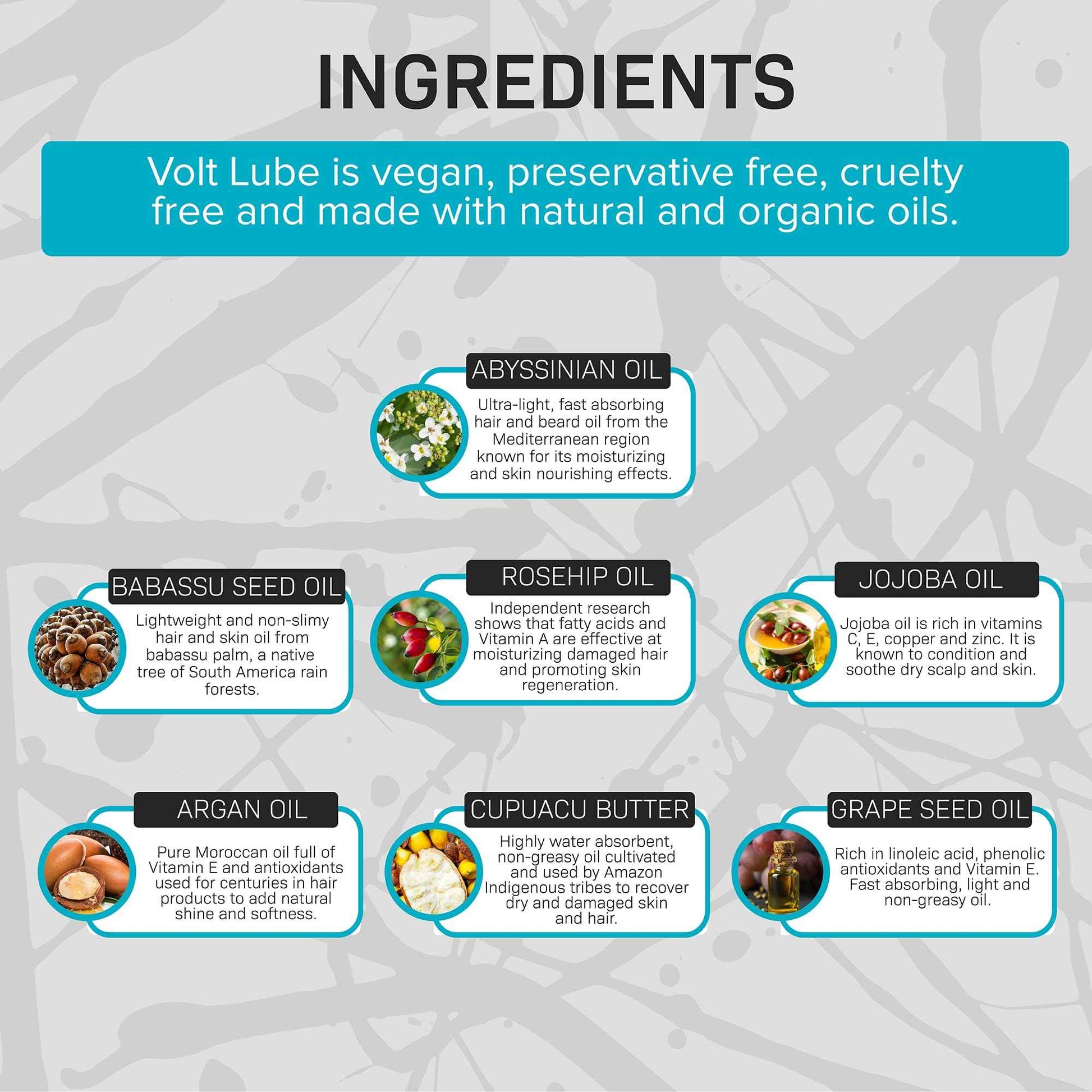 VOLT Lube Beard Oil - Natural Vegan Formula with Jojoba & Argan Oil, 1 Oz (30ml) Glass Bottle, Drift Scent