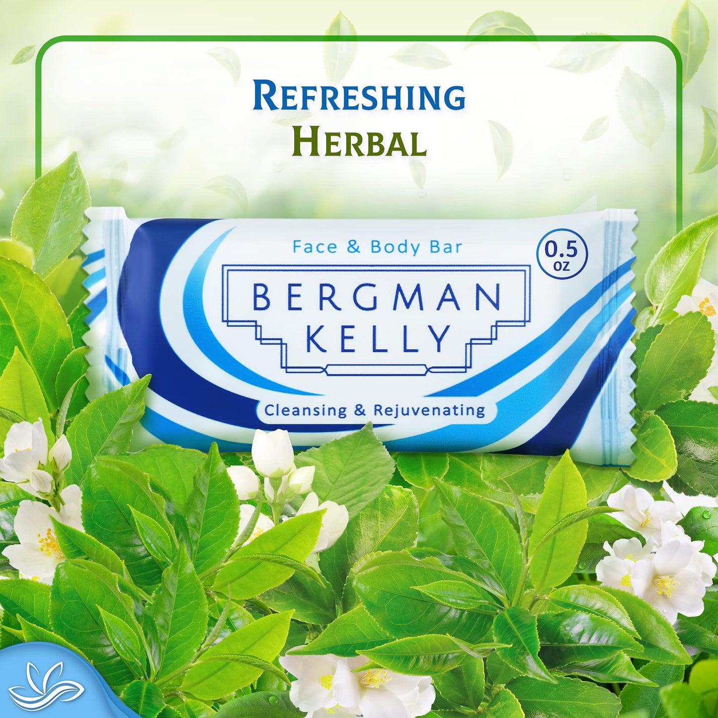 BERGMAN KELLY Hotel Soap Bars (White Tea, 0.5 oz, 100 PK), Travel Size Luxury Bulk Amenities Bar Soap, Mini Individually Wrapped Rectangular Soap, Small Toiletries for Airbnb, Motel, Guest Bathroom