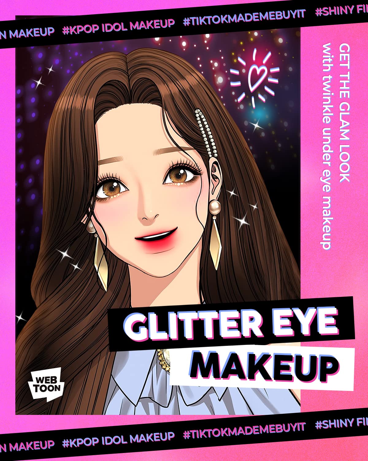 AMTS webtoon True Beauty Makeup liquid glitter eyeshadow, vegan korean eye glitter, shimmer eyeshadow highlighter, kbeauty, kdrama #05 Hotbeam