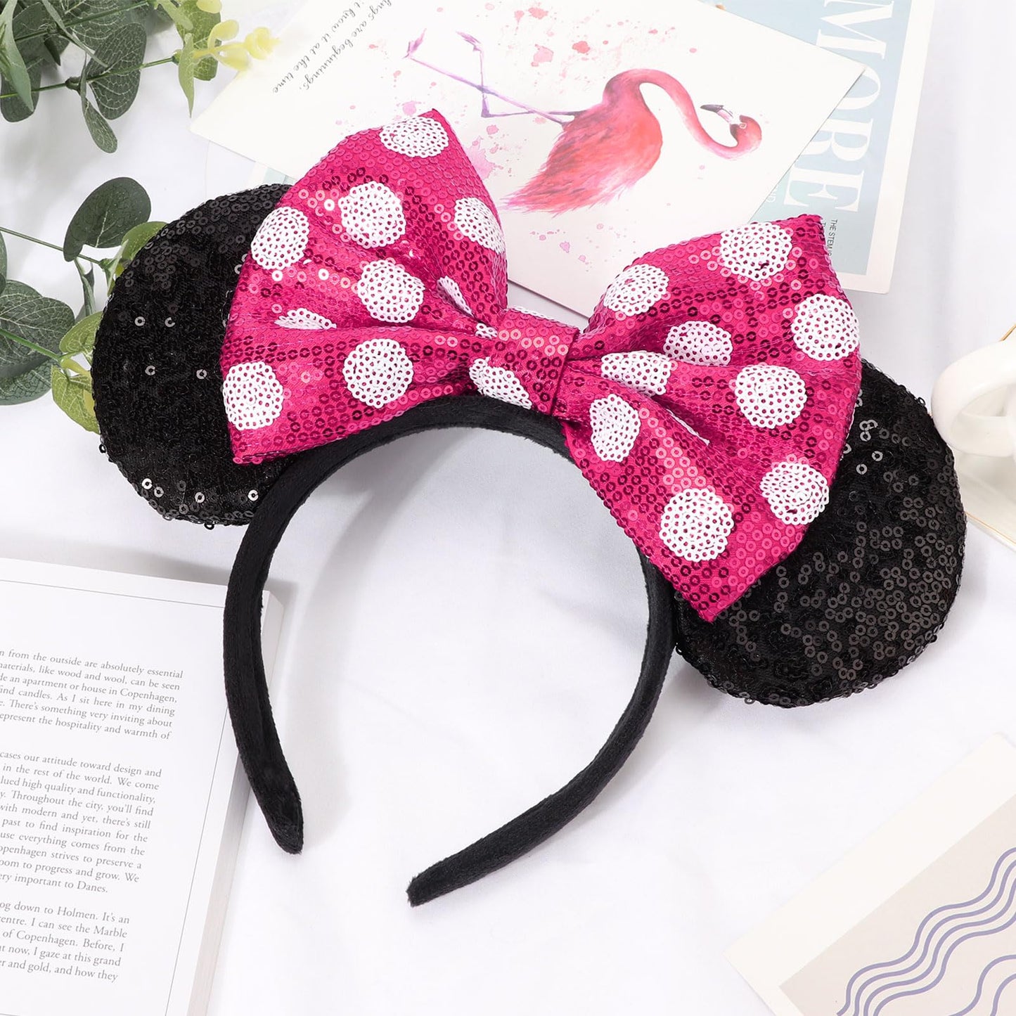 AQOKKA 1 Pcs Mouse Ears Headbands with Bow for Birthday Party, Hair Hoop Party Decoration Cosplay Costume Hair Accessories for Women & Girls