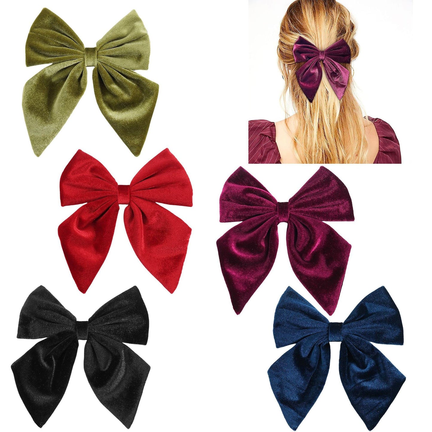 Spenlly Women Teens Girls Velvet Hair Bows Clip Kids Little Girls Hair Bow Alligator Clip Hair Barrettes Headwear Hair Accessories (Wine Red)