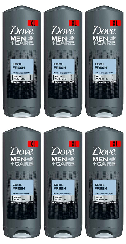 Dove Men Care Body & Face Wash, Cool Fresh - 13.5 Fl Oz / 400 mL X 6 Pack Case, Made in Germany